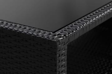 Bahamas Loungbord och Soffbord med hylla Utomhus 113 cm Konstrotting Glas - Svart - Utemöbler & utemiljö - Utebord & trädgårdsbord - Loungebord & soffbord utomhus