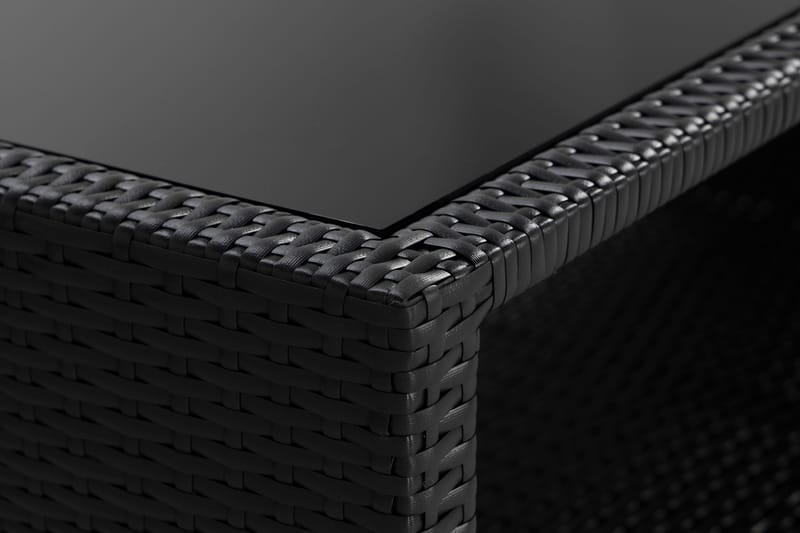 Bahamas Loungbord och Soffbord med hylla Utomhus 113 cm Konstrotting Glas - Svart - Utemöbler & utemiljö - Utebord & trädgårdsbord - Loungebord & soffbord utomhus