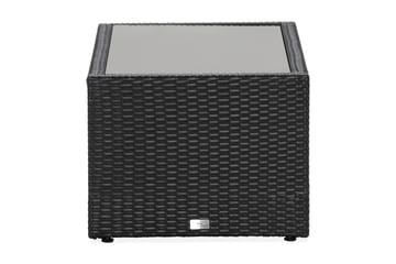 Bahamas Loungbord och Soffbord med hylla Utomhus 113 cm Konstrotting Glas - Svart - Utemöbler & utemiljö - Utebord & trädgårdsbord - Loungebord & soffbord utomhus