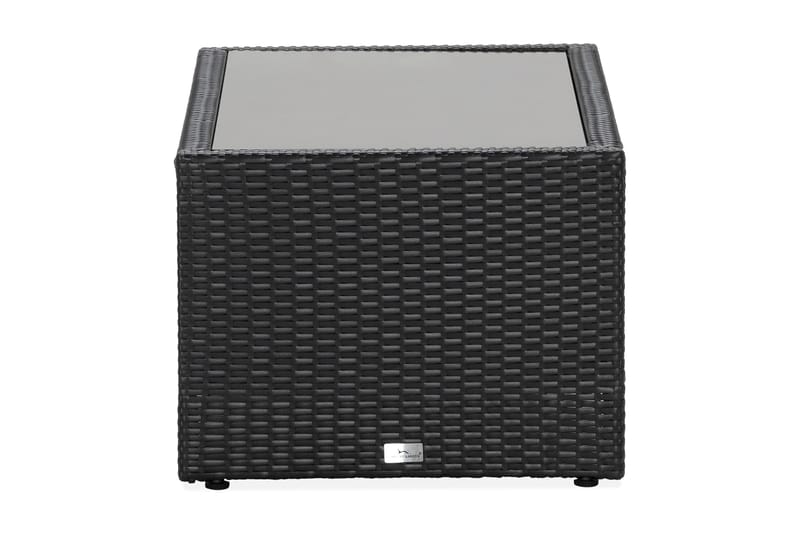 Bahamas Loungbord och Soffbord med hylla Utomhus 113 cm Konstrotting Glas - Svart - Utemöbler & utemiljö - Utebord & trädgårdsbord - Loungebord & soffbord utomhus