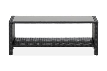 Bahamas Loungbord och Soffbord med hylla Utomhus 113 cm Konstrotting Glas - Svart - Utemöbler & utemiljö - Utebord & trädgårdsbord - Loungebord & soffbord utomhus