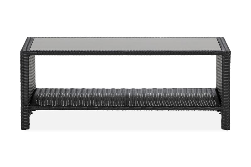 Bahamas Loungbord och Soffbord med hylla Utomhus 113 cm Konstrotting Glas - Svart - Utemöbler & utemiljö - Utebord & trädgårdsbord - Loungebord & soffbord utomhus