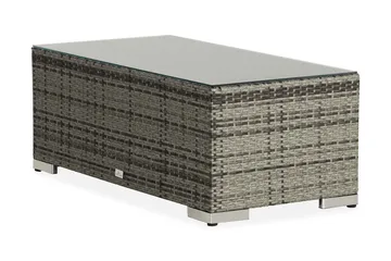 Bahamas Loungbord och Soffbord Utomhus 113 cm Konstrotting Glas - Grå - Utemöbler & utemiljö - Utebord & trädgårdsbord - Loungebord & soffbord utomhus