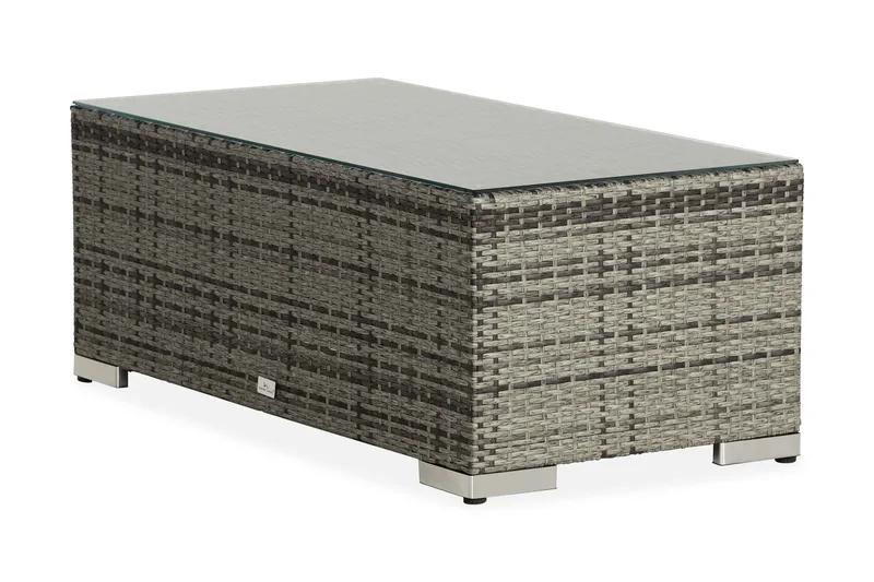 Bahamas Loungbord och Soffbord Utomhus 113 cm Konstrotting Glas - Grå - Utemöbler & utemiljö - Utebord & trädgårdsbord - Loungebord & soffbord utomhus