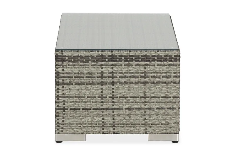 Bahamas Loungbord och Soffbord Utomhus 113 cm Konstrotting Glas - Grå - Utemöbler & utemiljö - Utebord & trädgårdsbord - Loungebord & soffbord utomhus