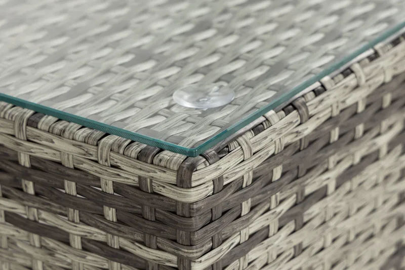 Bahamas Loungbord och Soffbord Utomhus 113 cm Konstrotting Glas - Grå - Utemöbler & utemiljö - Utebord & trädgårdsbord - Loungebord & soffbord utomhus