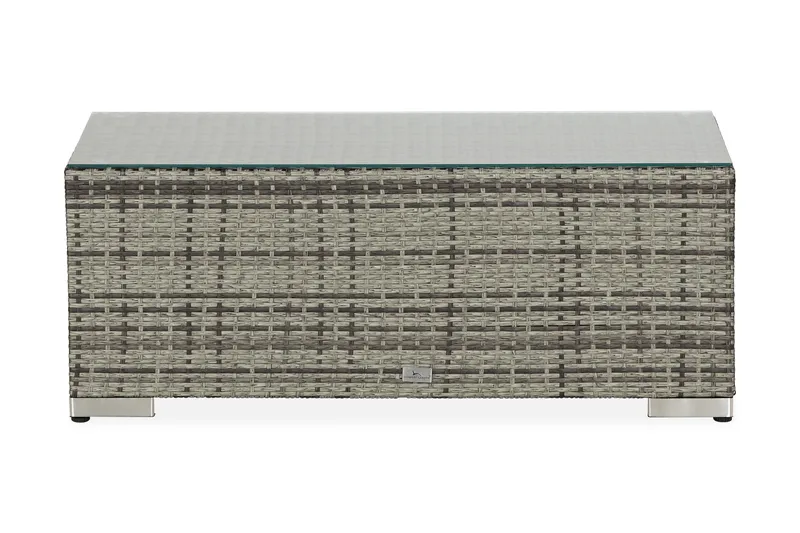 Bahamas Loungbord och Soffbord Utomhus 113 cm Konstrotting Glas - Grå - Utemöbler & utemiljö - Utebord & trädgårdsbord - Loungebord & soffbord utomhus