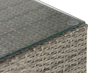 Bahamas Loungbord och Soffbord Utomhus 113 cm Konstrotting Glas - Grå - Utemöbler & utemiljö - Utebord & trädgårdsbord - Loungebord & soffbord utomhus