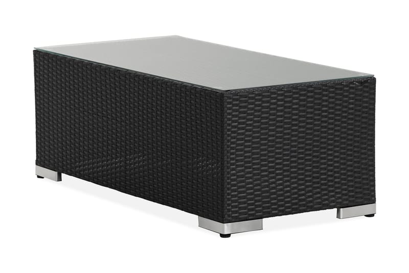 Bahamas Loungbord och Soffbord Utomhus 113 cm Konstrotting Glas - Svart - Utemöbler & utemiljö - Utebord & trädgårdsbord - Loungebord & soffbord utomhus