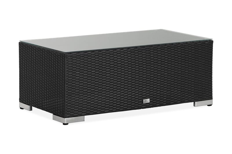 Bahamas Loungbord och Soffbord Utomhus 113 cm Konstrotting Glas, Svart