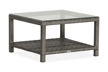Bahamas Loungebord och Soffbord Utomhus 75 cm Konstrotting Glas - Grå - Utemöbler & utemiljö - Utebord & trädgårdsbord - Loungebord & soffbord utomhus