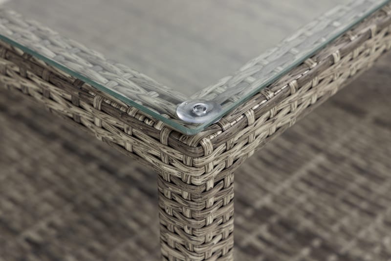 Bahamas Loungebord och Soffbord Utomhus 75 cm Konstrotting Glas - Grå - Utemöbler & utemiljö - Utebord & trädgårdsbord - Loungebord & soffbord utomhus