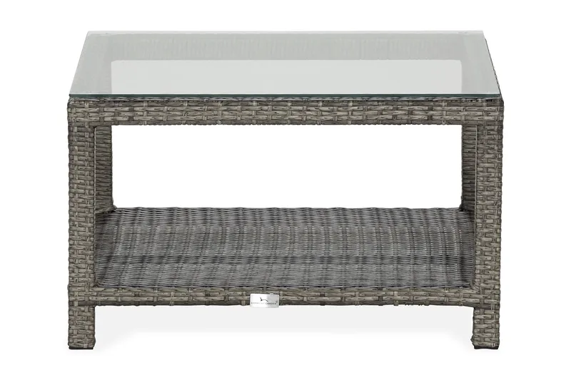 Bahamas Loungebord och Soffbord Utomhus 75 cm Konstrotting Glas - Grå - Utemöbler & utemiljö - Utebord & trädgårdsbord - Loungebord & soffbord utomhus
