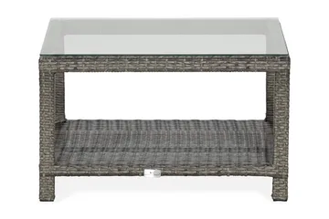 Bahamas Loungebord och Soffbord Utomhus 75 cm Konstrotting Glas - Grå - Utemöbler & utemiljö - Utebord & trädgårdsbord - Loungebord & soffbord utomhus
