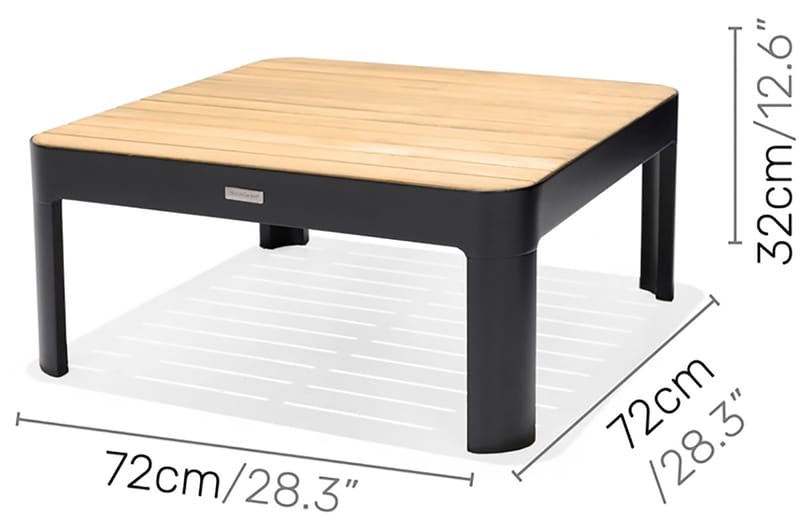 Cafébord Portals 72 cm - Svart/Trä - Loungebord & soffbord utomhus