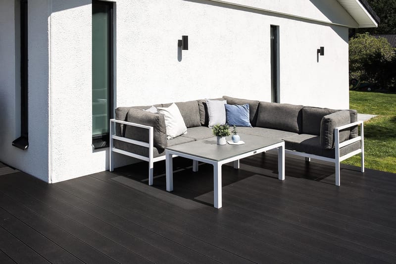 Copacabana Soffbord och Loungebord Utomhus 120 cm Aluminium Glas - Grå/Vit - Utemöbler & utemiljö - Utebord & trädgårdsbord - Loungebord & soffbord utomhus