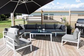 Copacabana Soffbord och Loungebord Utomhus 120 cm Aluminium Glas - Grå/Vit - Utemöbler & utemiljö - Utebord & trädgårdsbord - Loungebord & soffbord utomhus