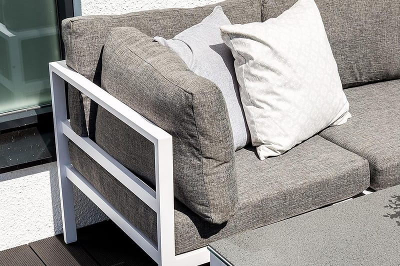 Copacabana Soffbord och Loungebord Utomhus 120 cm Aluminium Glas - Grå/Vit - Utemöbler & utemiljö - Utebord & trädgårdsbord - Loungebord & soffbord utomhus