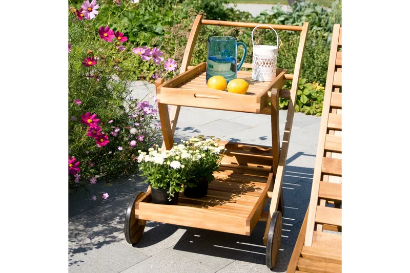 Finlay Serveringsvagn Utomhus 84 cm Trä - Ljusbrun - Utemöbler & utemiljö - Utebord & trädgårdsbord - Loungebord & soffbord utomhus