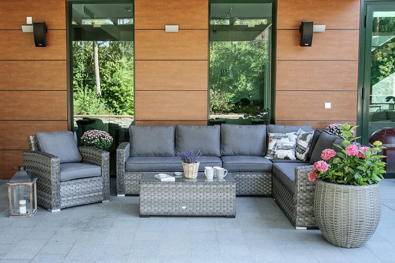 Geneva Soffbord och Loungebord Utomhus 105 cm Konstrotting Glas - Vit - Utemöbler & utemiljö - Utebord & trädgårdsbord - Loungebord & soffbord utomhus