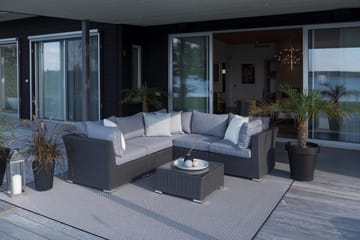Hillerstorp Madison Soffbord och Loungebord Utomhus 64 cm Konstrotting Glas - Svart - Utemöbler & utemiljö - Utebord & trädgårdsbord - Loungebord & soffbord utomhus