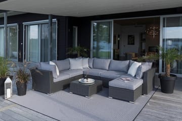 Hillerstorp Madison Soffbord och Loungebord Utomhus 64 cm Konstrotting Glas - Svart - Utemöbler & utemiljö - Utebord & trädgårdsbord - Loungebord & soffbord utomhus