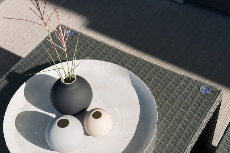 MADISON Soffbord och Loungebord Utomhus 64 cm Konstrotting Glas - Svart - Utemöbler & utemiljö - Utebord & trädgårdsbord - Loungebord & soffbord utomhus