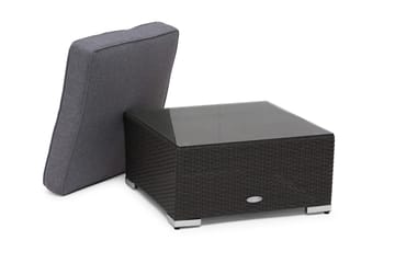 MADISON Soffbord och Loungebord Utomhus 64 cm Konstrotting Glas - Svart - Utemöbler & utemiljö - Utebord & trädgårdsbord - Loungebord & soffbord utomhus