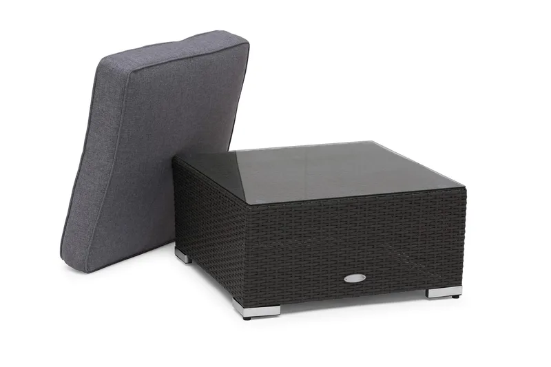 MADISON Soffbord och Loungebord Utomhus 64 cm Konstrotting Glas - Svart - Utemöbler & utemiljö - Utebord & trädgårdsbord - Loungebord & soffbord utomhus