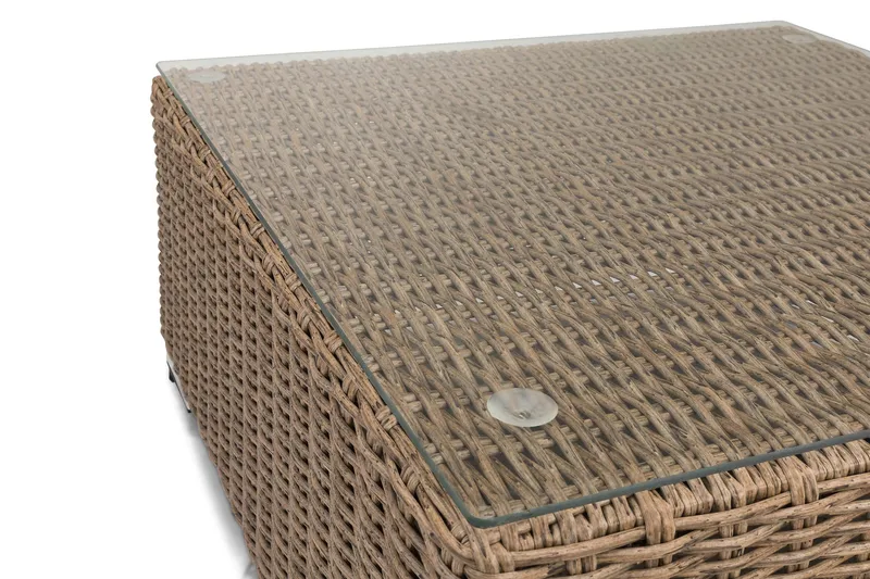 Marcus Loungebord och Soffbord Utomhus 70 cm Konstrotting Glas - Natur - Utemöbler & utemiljö - Utebord & trädgårdsbord - Loungebord & soffbord utomhus