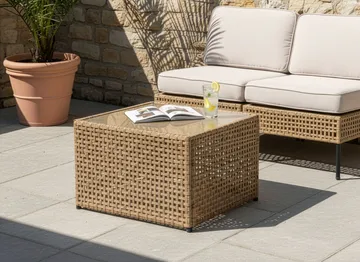 Soffbord utomhus Omegana 66 cm Konstrotting - Beige - Utemöbler & utemiljö - Utebord & trädgårdsbord - Loungebord & soffbord utomhus
