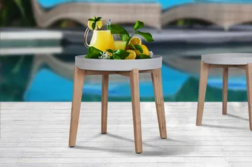 SANDSTONE Sidobord och Avlastningsbord Utomhus Brickbord 61 cm Trä - Grå/brun - Utemöbler & utemiljö - Utebord & trädgårdsbord - Loungebord & soffbord utomhus