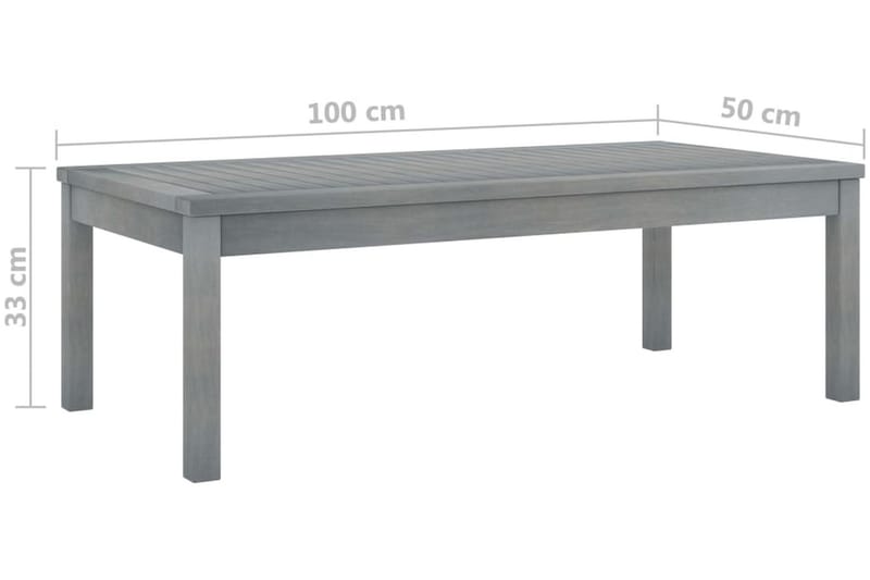 Soffbord 100x50x33 cm grått massivt akaciaträ - Grå - Loungebord & soffbord utomhus
