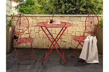 Terrace Runt Hopfällbart Cafébord och Bistrobord Utomhus 70 cm Metall - Röd - Utemöbler & utemiljö - Utebord & trädgårdsbord - Cafébord