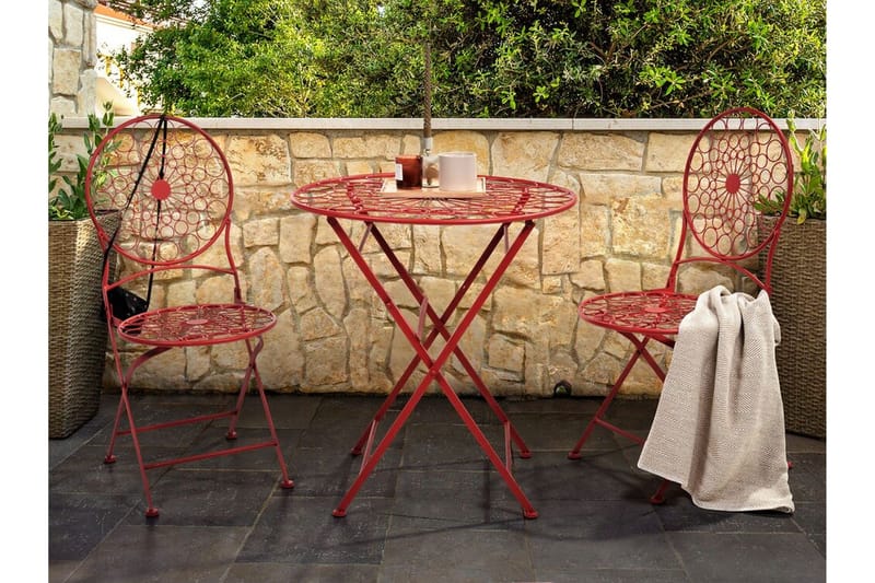 Terrace Runt Hopfällbart Cafébord och Bistrobord Utomhus 70 cm Metall - Röd - Utemöbler & utemiljö - Utebord & trädgårdsbord - Cafébord