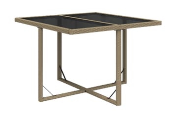 Trädgårdsbord beige 109x107x74 cm konstrotting och glas