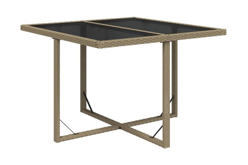 Trädgårdsbord beige 109x107x74 cm konstrotting och glas - Beige - Matbord utomhus