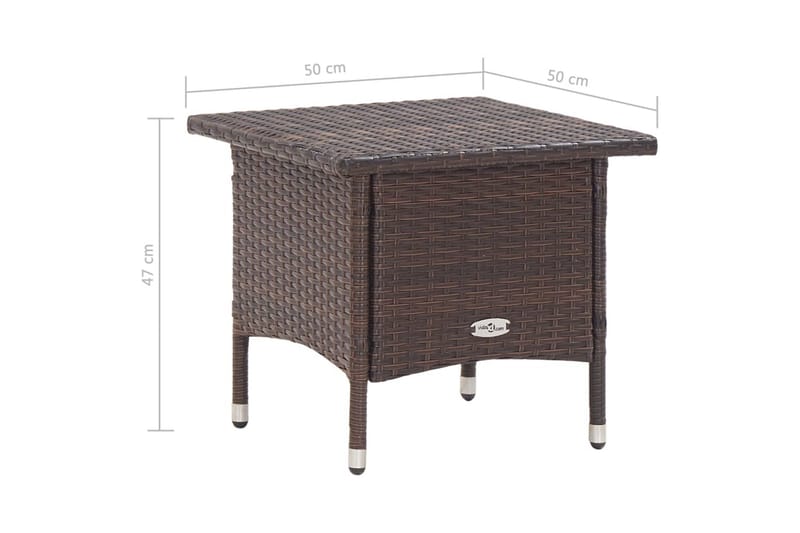 Trädgårdsbord brun 50x50x47 cm konstrotting - Brun - Cafébord