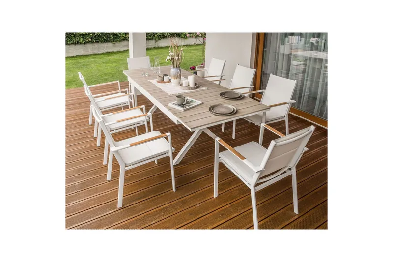 Trädgårdsbord Fanes Ljus trä/vit - Ljus trä/vit - Utemöbler & utemiljö - Utebord & trädgårdsbord - Matbord utomhus