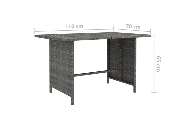 Trädgårdsbord grå 110x70x65cm konstrotting - Grå - Matbord utomhus