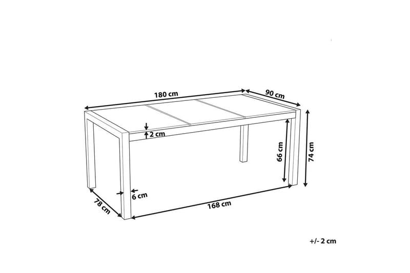 Trädgårdsbord Grosseto Grå/Silver, 90x180x74 cm - Grå/Silver, 90x180x74 cm - Utemöbler & utemiljö - Utebord & trädgårdsbord - Matbord utomhus