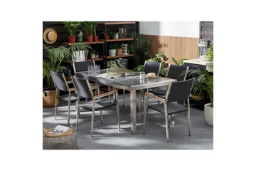 Trädgårdsbord Grosseto Grå/Silver, 90x180x74 cm - Grå/Silver, 90x180x74 cm - Utemöbler & utemiljö - Utebord & trädgårdsbord - Matbord utomhus