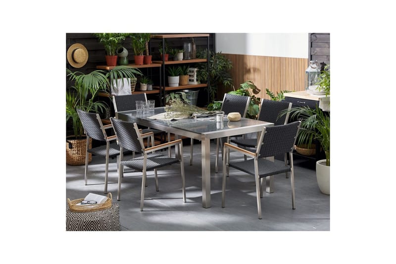 Trädgårdsbord Grosseto Grå/Silver, 90x180x74 cm - Grå/Silver, 90x180x74 cm - Utemöbler & utemiljö - Utebord & trädgårdsbord - Matbord utomhus