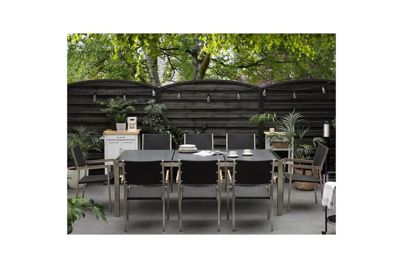 Trädgårdsbord Grosseto Grå/Svart/Silver, 100x220x74 cm - Grå/Svart/Silver, 100x220x74 cm - Utemöbler & utemiljö - Utebord & trädgårdsbord - Matbord utomhus