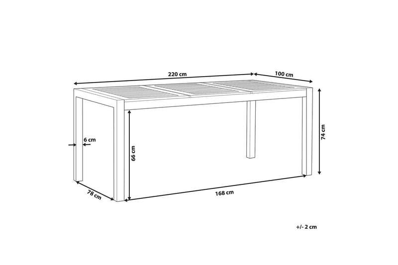 Trädgårdsbord Grosseto Ljus trä/silver, 100x220x74 cm - Ljus trä/silver/100x220x74 cm - Utemöbler & utemiljö - Utebord & trädgårdsbord - Matbord utomhus