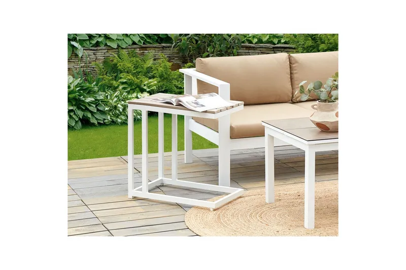 Trädgårdsbord Messina Ljus trä/vit, 35x60x59 cm - Ljus trä/vit, 35x60x59 cm - Utemöbler & utemiljö - Utebord & trädgårdsbord - Matbord utomhus