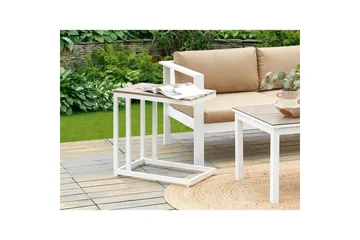 Trädgårdsbord Messina Ljus trä/vit, 35x60x59 cm - Ljus trä/vit, 35x60x59 cm - Utemöbler & utemiljö - Utebord & trädgårdsbord - Matbord utomhus