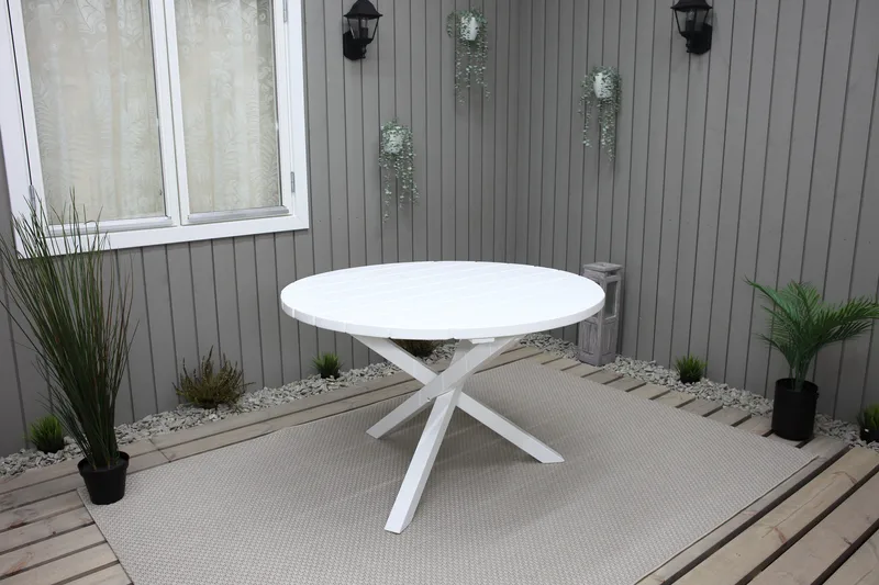 Trädgårdsbord Scottsdale Round Vit Ø 112 cm - Vit - Utemöbler & utemiljö - Utebord & trädgårdsbord - Matbord utomhus