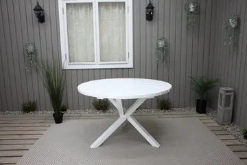 Trädgårdsbord Scottsdale Round Vit Ø 112 cm - Vit - Utemöbler & utemiljö - Utebord & trädgårdsbord - Matbord utomhus