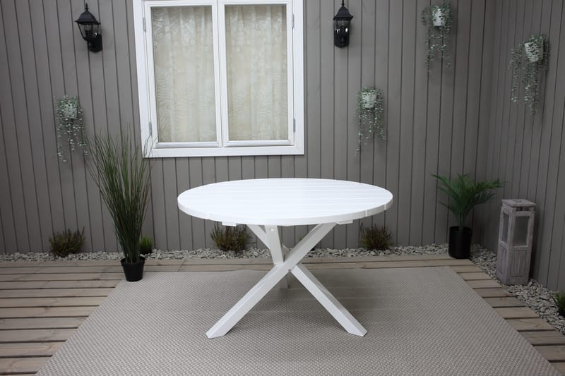 Trädgårdsbord Scottsdale Round Vit Ø 112 cm - Vit - Utemöbler & utemiljö - Utebord & trädgårdsbord - Matbord utomhus